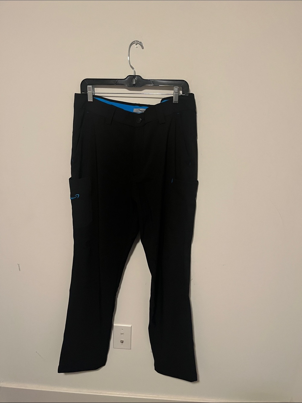 Men's Lily Yang Black Cargo Pants with Blue Accents